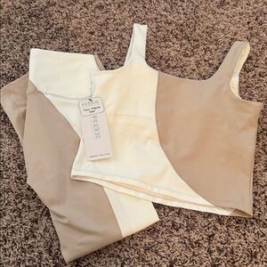 RBX Cream and White Activewear Set